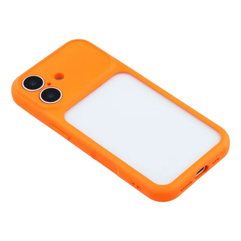 For iPhone 17 Case Large Window TPU + PC Rubberized Phone Cover with Wrist Strap - Orange