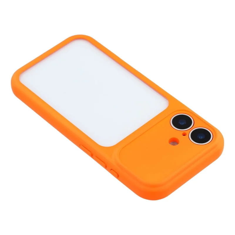 For iPhone 17 Case Large Window TPU + PC Rubberized Phone Cover with Wrist Strap - Orange