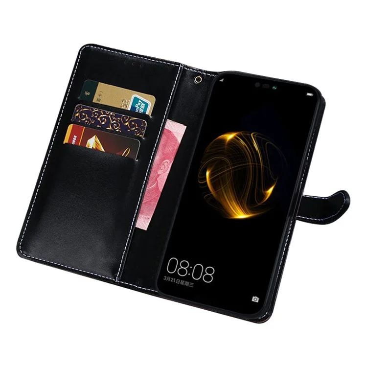 IDEWEI Magnetic Protective Flip Cover for Huawei nova Y90 4G, Crocodile Texture PU Leather Wallet Stand Function Phone Case - Black