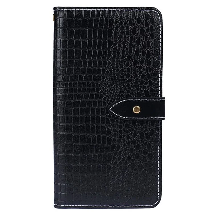 IDEWEI Magnetic Protective Flip Cover for Huawei nova Y90 4G, Crocodile Texture PU Leather Wallet Stand Function Phone Case - Black