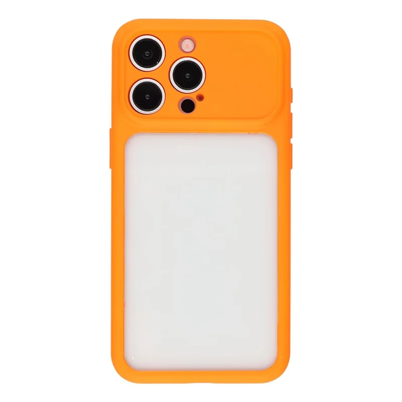 Coque pour iPhone 15 Pro Max avec grande fenêtre TPU + PC antidérapante avec dragonne - Orange