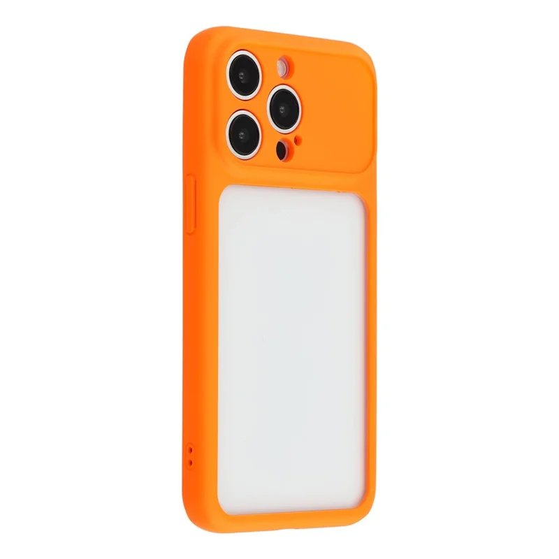 Coque pour iPhone 15 Pro Max avec grande fenêtre TPU + PC antidérapante avec dragonne - Orange