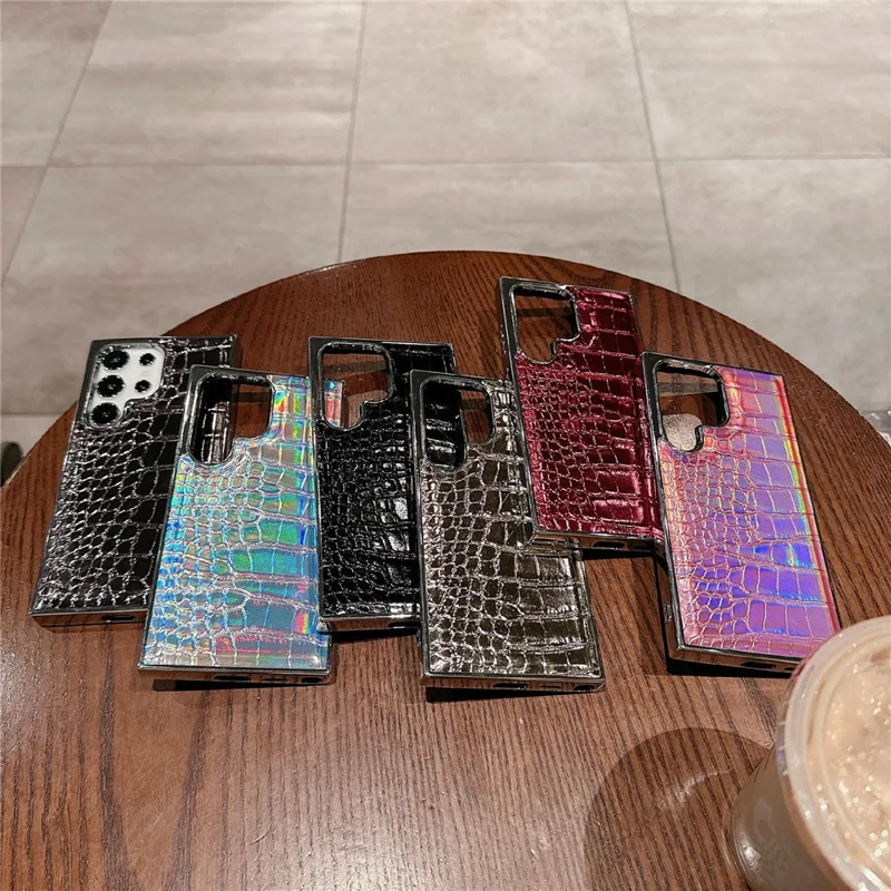 For Samsung Galaxy S26 Ultra Case Electroplated Crocodile Texture Shockproof Leather Back Cover - Red