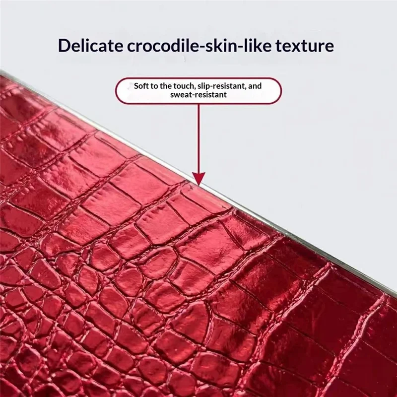 For Samsung Galaxy S25 Ultra Case Electroplated Crocodile Texture Shockproof Leather Back Cover - Red