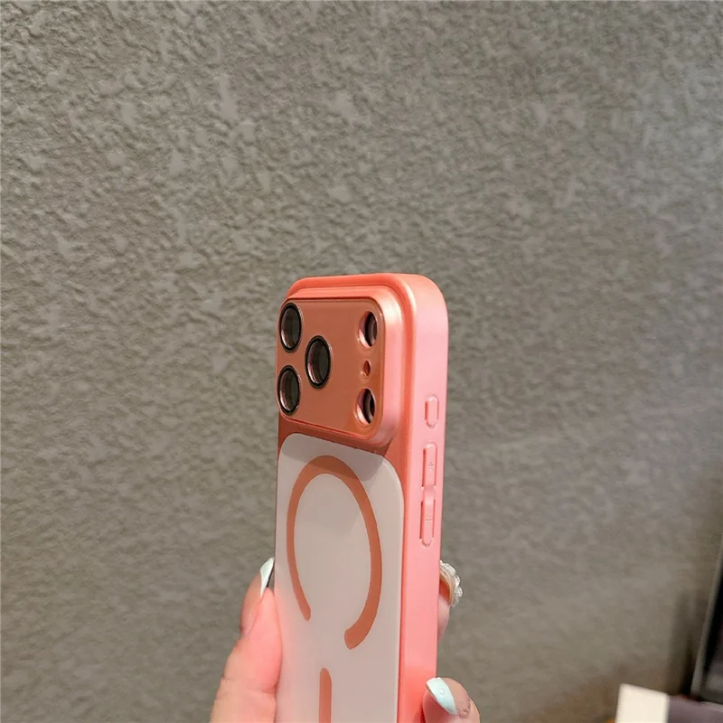 For iPhone 17 Pro Magnetic Case Frosted Color Matching Leather + PC + TPU Shockproof Phone Cover - Pink
