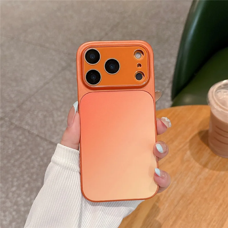 Für iPhone 17 Pro Hülle PU-Leder + PC + TPU Gradient Anti-Fingerprint Matt Rückseite - Orange