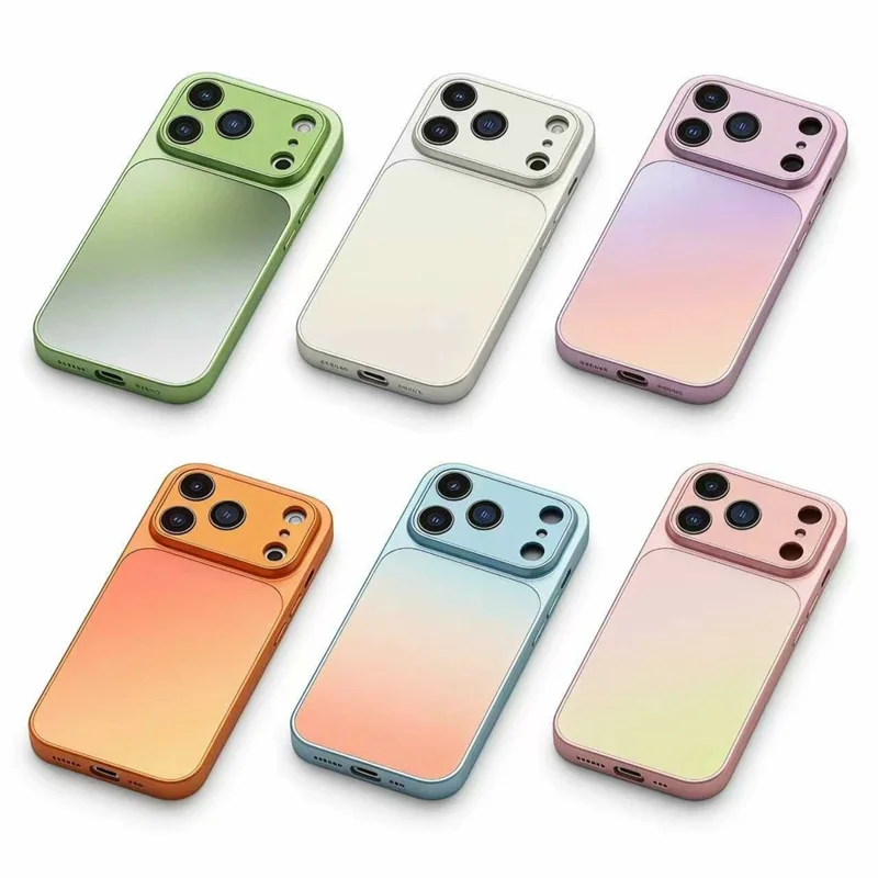Für iPhone 17 Pro Hülle PU-Leder + PC + TPU Gradient Anti-Fingerprint Matt Rückseite - Orange