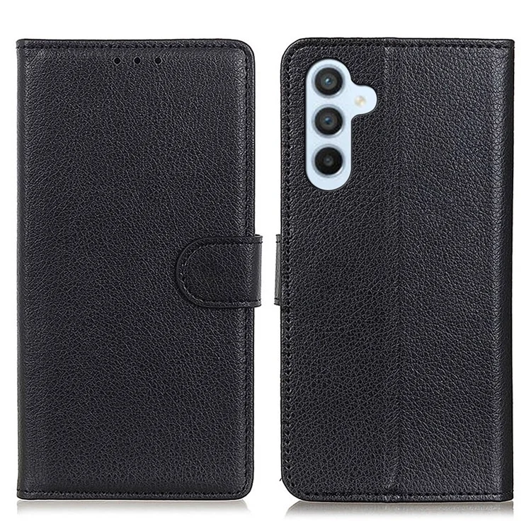 Anti-Fall-Litchi-Textur-Handyhülle für Samsung Galaxy A34 5G, Stand PU-Leder beschichtete Innere TPU-Kratzer-Resistant Flip-Wallet-Cover - Schwarz