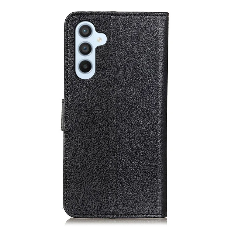 Anti-Fall-Litchi-Textur-Handyhülle für Samsung Galaxy A34 5G, Stand PU-Leder beschichtete Innere TPU-Kratzer-Resistant Flip-Wallet-Cover - Schwarz