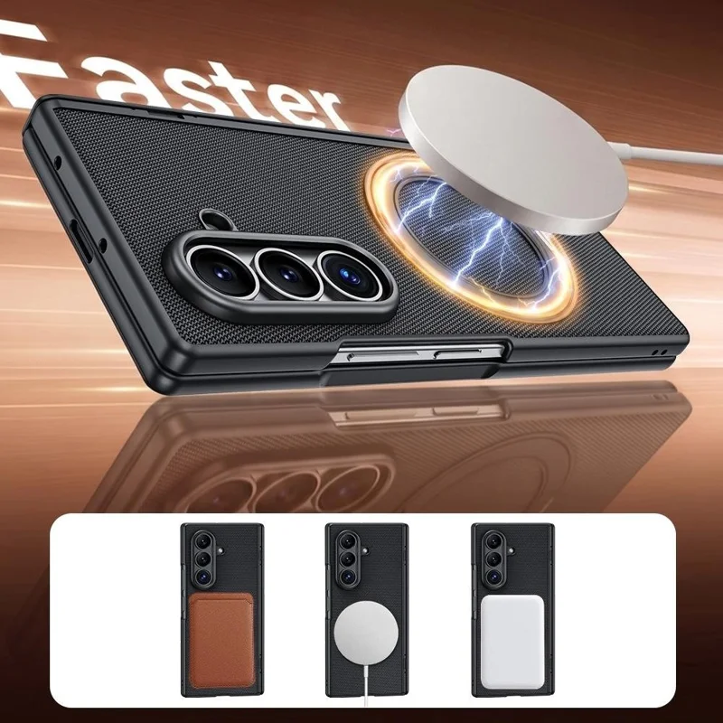 For Samsung Galaxy Z Fold8 Ultra Case with HD Screen Protector Magnetic Rotating Kickstand Tech Fabric + PC Phone Cover - Black