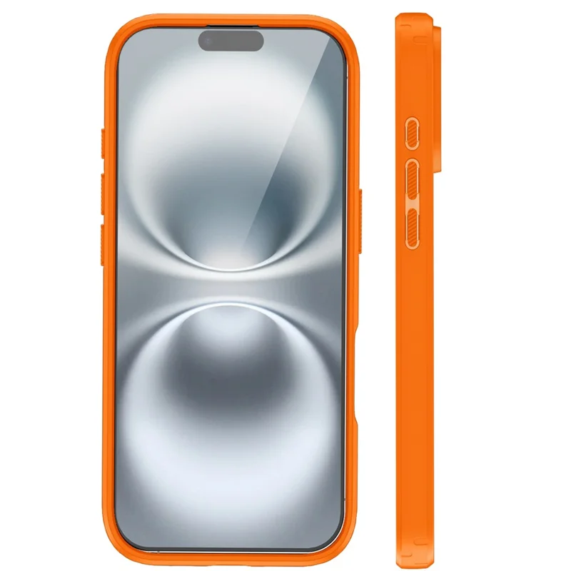 For iPhone 17 Magnetic Case TPU Frame Clear PC Back Anti-drop Phone Cover - Orange