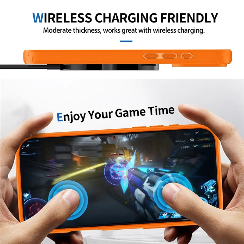 Voor iPhone 17 Pro / 18 Pro Magnetische Hoes TPU Frame Transparant PC Achterkant Anti-val Telefoonhoes - Oranje