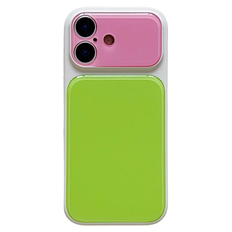 For iPhone 17 Case Contrast Color PC + TPU Phone Cover - White  /  Green  /  Pink