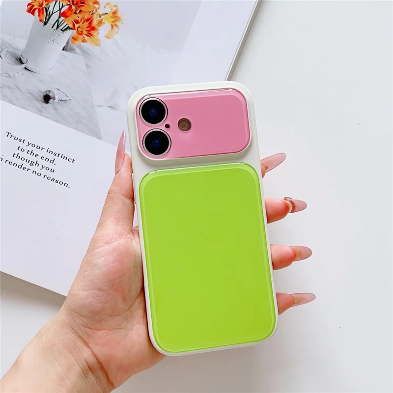 For iPhone 17 Case Contrast Color PC + TPU Phone Cover - White  /  Green  /  Pink