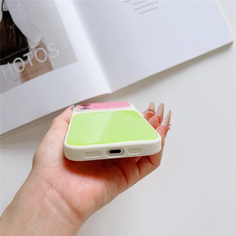 For iPhone 17 Case Contrast Color PC + TPU Phone Cover - White  /  Green  /  Pink
