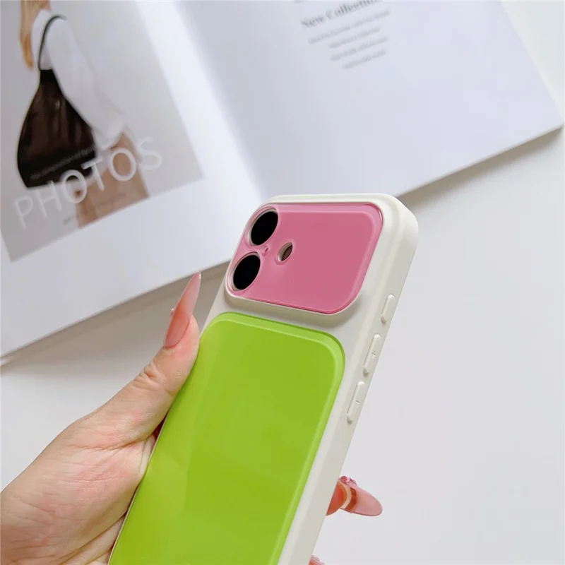 For iPhone 17 Case Contrast Color PC + TPU Phone Cover - White  /  Green  /  Pink