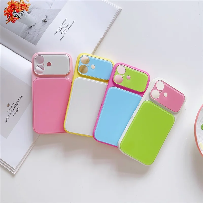 For iPhone 17 Case Contrast Color PC + TPU Phone Cover - White  /  Green  /  Pink