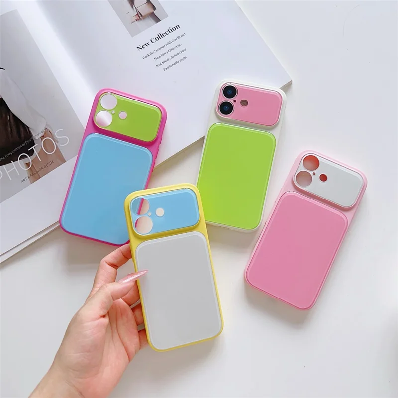 For iPhone 17 Case Contrast Color PC + TPU Phone Cover - White  /  Green  /  Pink