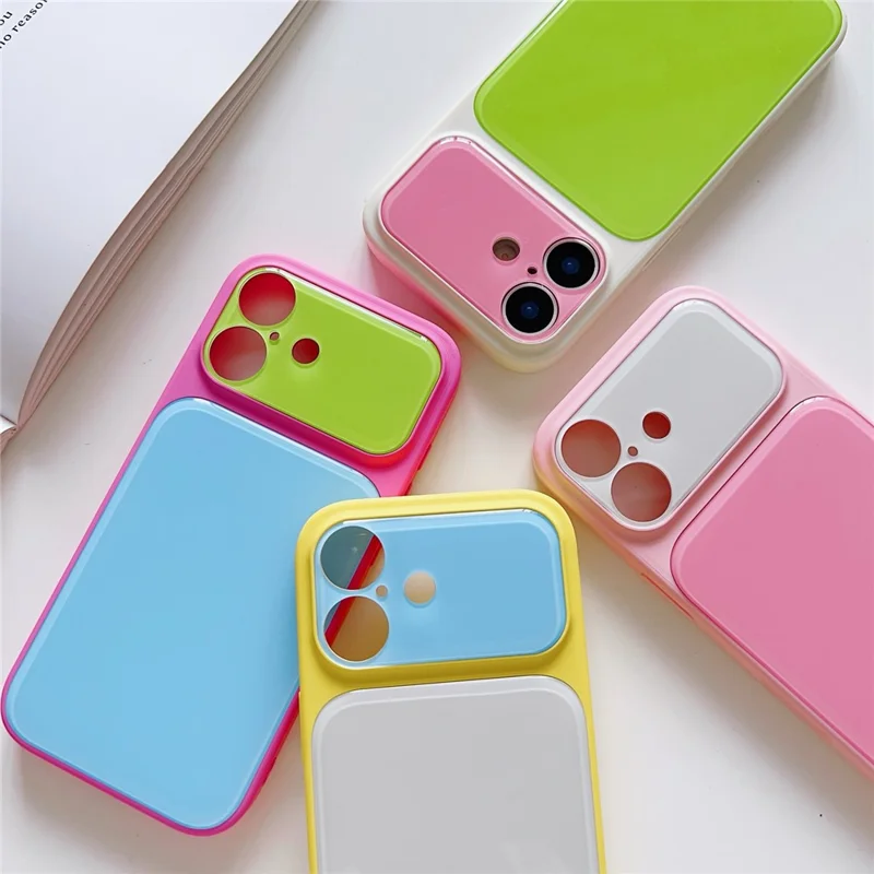 For iPhone 17 Case Contrast Color PC + TPU Phone Cover - White  /  Green  /  Pink