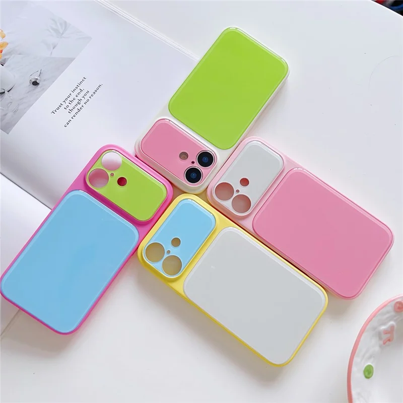 For iPhone 17 Case Contrast Color PC + TPU Phone Cover - White  /  Green  /  Pink