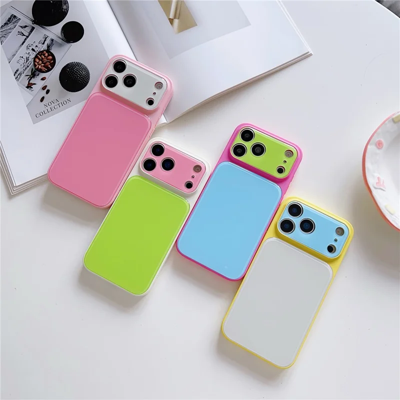 iPhone 17 Pro-hoesje in contrasterende kleuren PC + TPU telefoonhoes - Geel / Wit / Blauw