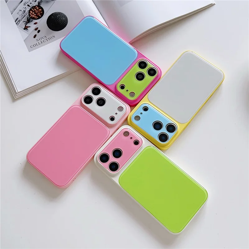 iPhone 17 Pro-hoesje in contrasterende kleuren PC + TPU telefoonhoes - Geel / Wit / Blauw