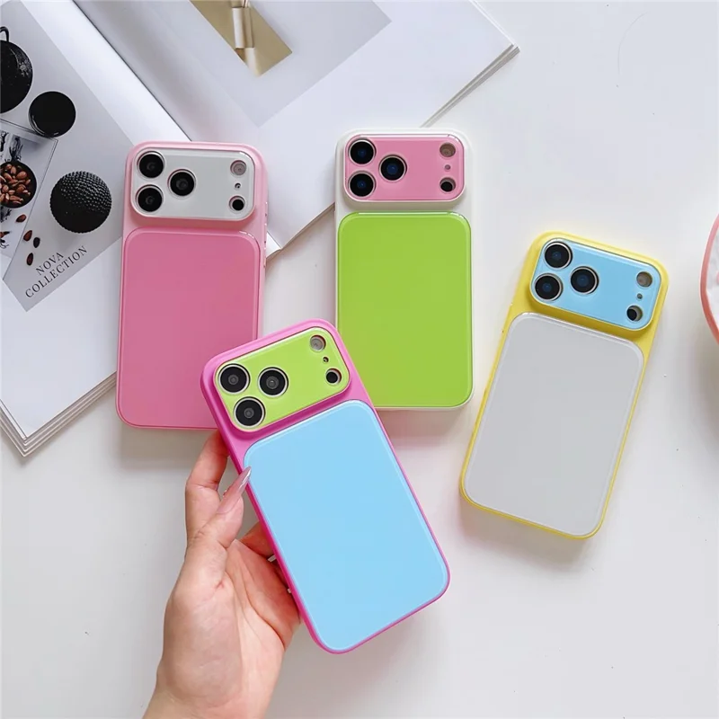 iPhone 17 Pro-hoesje in contrasterende kleuren PC + TPU telefoonhoes - Geel / Wit / Blauw