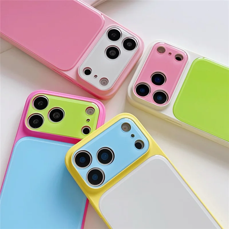 For iPhone 17 Pro Max Case Contrast Color PC + TPU Phone Cover - Yellow  /  White  /  Blue