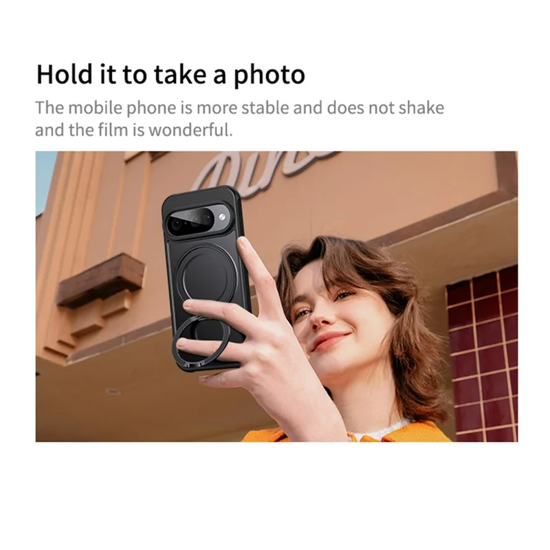 For Google Pixel 11  /  11 Pro Magnetic Case TPU + Acrylic + Metal Kickstand Matte Phone Cover - Black