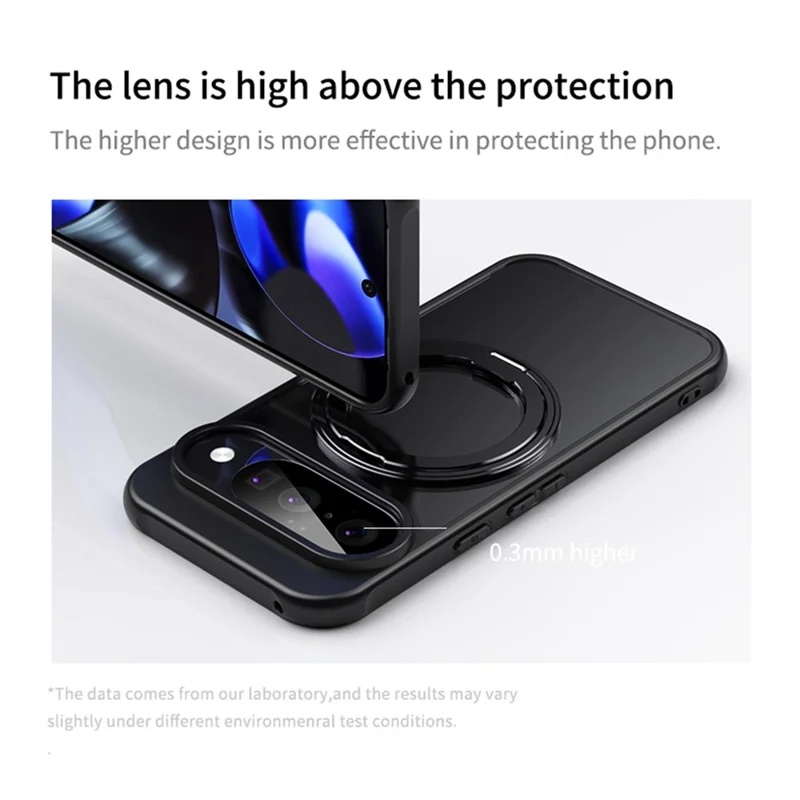For Google Pixel 11  /  11 Pro Magnetic Case TPU + Acrylic + Metal Kickstand Matte Phone Cover - Black