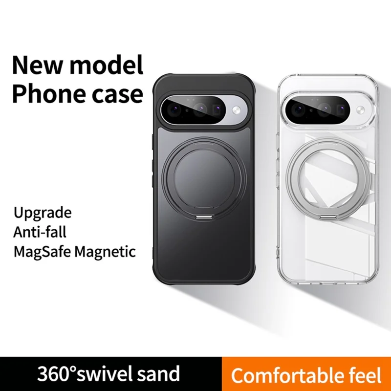 For Google Pixel 11  /  11 Pro Magnetic Case TPU + Acrylic + Metal Kickstand Matte Phone Cover - Black