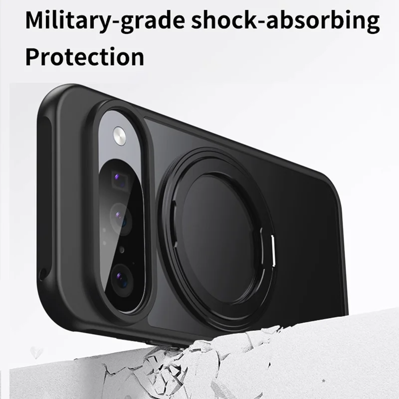 For Google Pixel 11  /  11 Pro Magnetic Case TPU + Acrylic + Metal Kickstand Matte Phone Cover - Black