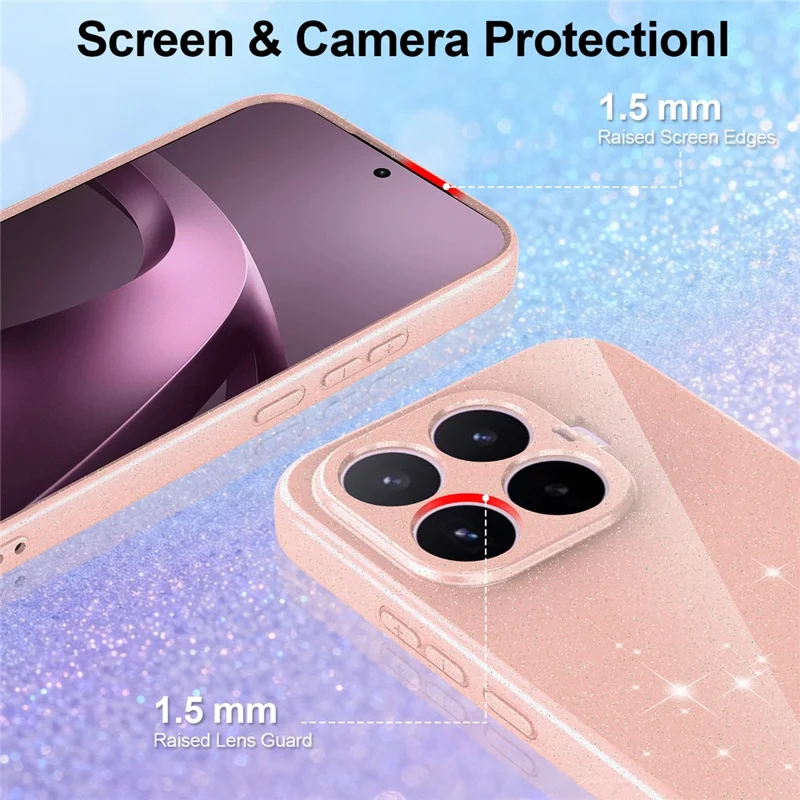 For Xiaomi 17T Magnetic Case Glitter TPU Shockproof Phone Cover with Lanyard - Pink