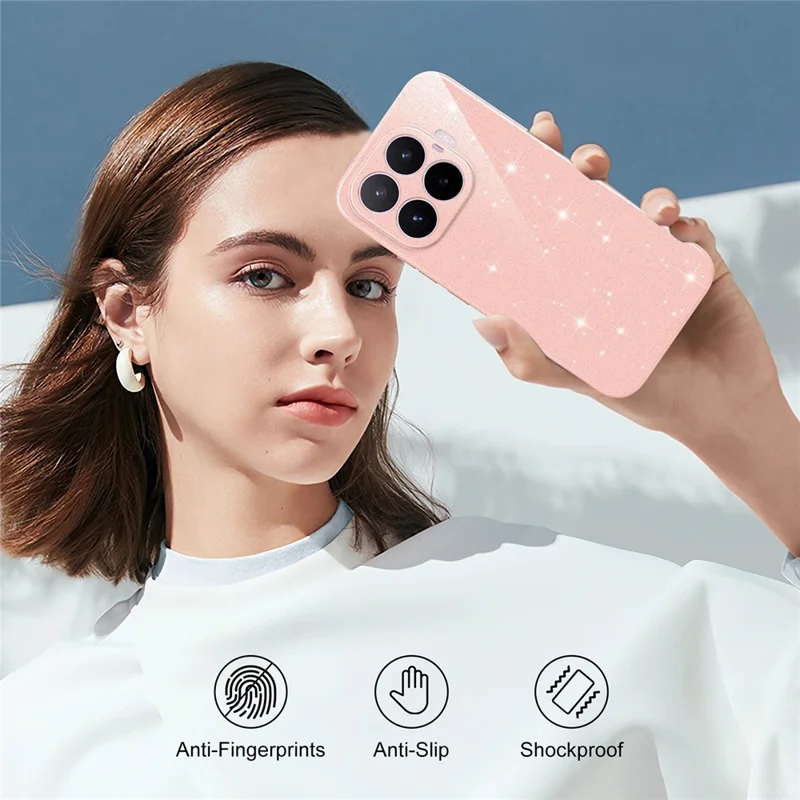 For Xiaomi 17T Magnetic Case Glitter TPU Shockproof Phone Cover with Lanyard - Pink