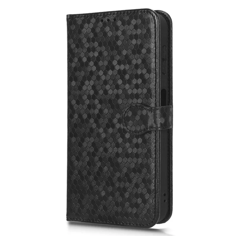 Für Samsung Galaxy A14 5G / A14 4G Vollständiger Schutz Punktmuster-Telefonhülle aus PU-Leder mit Geldbörse und Ständer mit Gurt – Schwarz