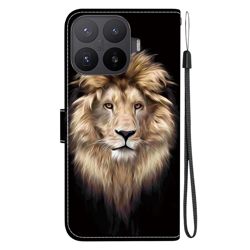 For Xiaomi 17T Case Pattern Printing Leather Flip Wallet Phone Cover with Lanyard - Lion Head