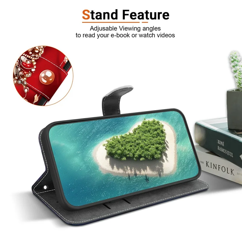 For Xiaomi 17T Leather Case Stand Wallet Pattern Printing Phone Cover with Wrist Strap - Red Rose