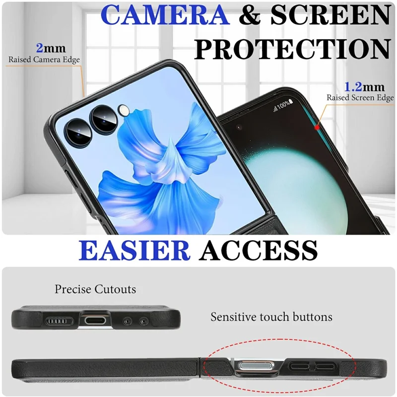 For Samsung Galaxy Z Flip8 Magnetisk Taske Med Præmietype Kødstriberet PU-læder, Bejdspladeret Telefonbeskyttelsesdækkning - Sort