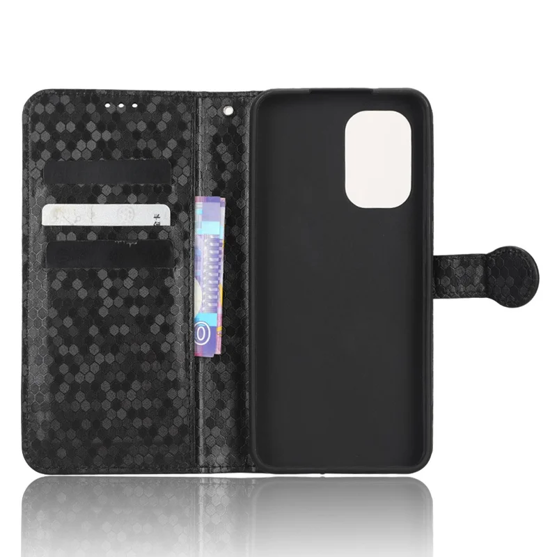 For Nokia X30 5G PU Leather Phone Case Dot Pattern Imprinted Wallet Stand Anti-scratch Cell Phone Cover with Strap - Black