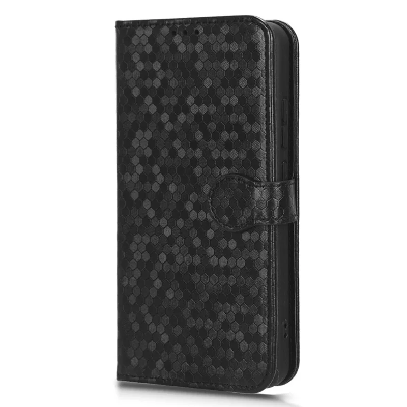 For Nokia X30 5G PU Leather Phone Case Dot Pattern Imprinted Wallet Stand Anti-scratch Cell Phone Cover with Strap - Black