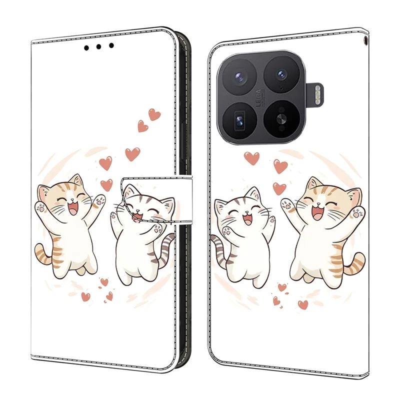 For Xiaomi 17T Wallet Case Foldable Stand Pattern Printing Leather Flip Phone Cover - Love Cats