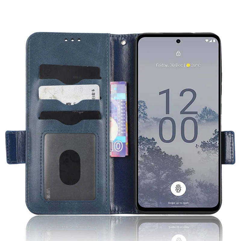 Protective Phone Cover For Nokia X30 5G, Imprinted Triangle Pattern PU Leather Wallet Stand Anti-scratch Case with Hand Strap - Blue