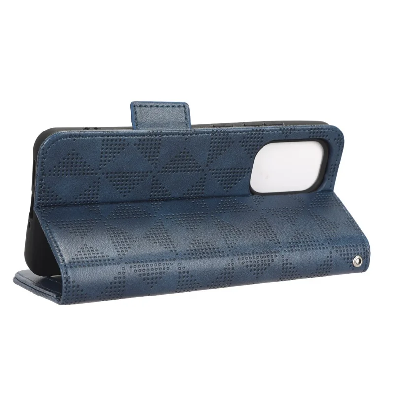 Protective Phone Cover For Nokia X30 5G, Imprinted Triangle Pattern PU Leather Wallet Stand Anti-scratch Case with Hand Strap - Blue