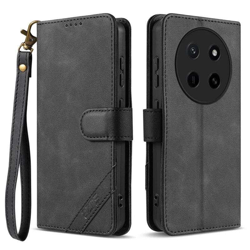 AZNS A2 pour Honor X80 Pro Max 5G Étui en Cuir avec Sangle de Poignet, Portefeuille avec Fonction RFID Bloquant et Support, Housse de Téléphone - Noir