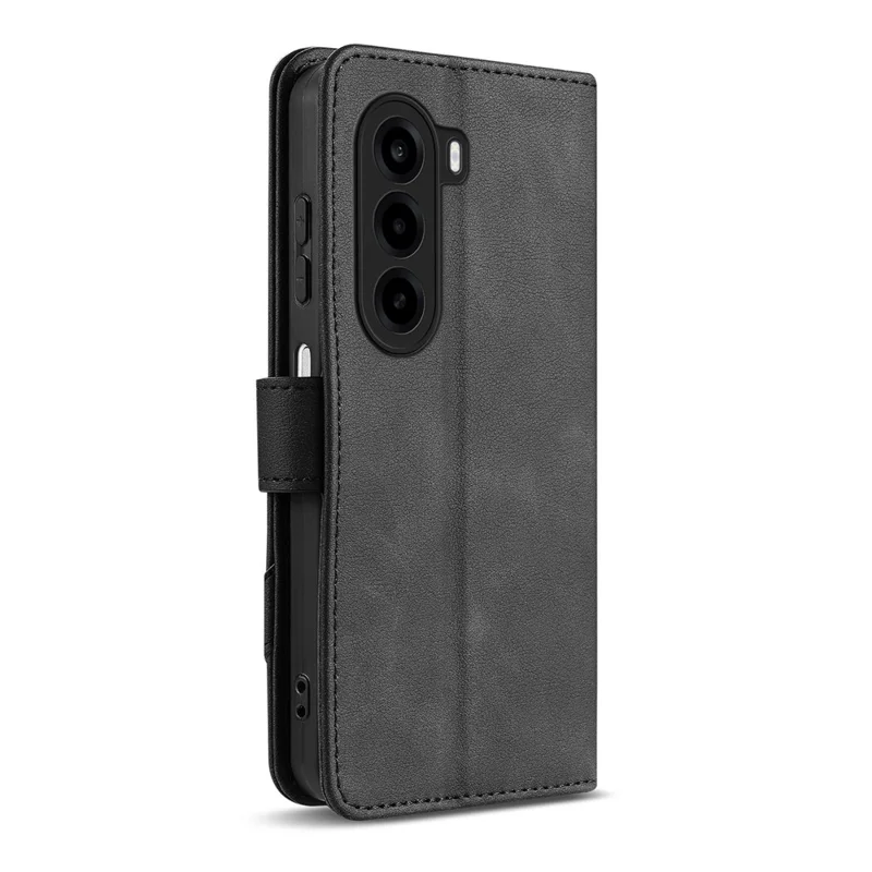 AZNS A2 for OnePlus Turbo 6X 5G Leather Case with Wrist Strap RFID Blocking Wallet Stand Phone Cover - Black
