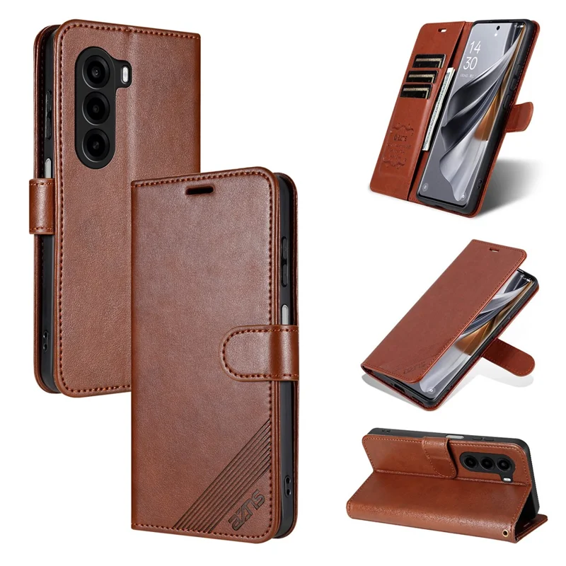 AZNS For OnePlus Turbo 6X 5G Case Anti-Scratch PU Leather Stand Wallet Phone Cover - Brown