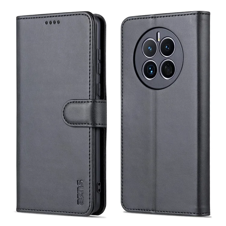 AZNS For Huawei Mate 50 4G Shockproof Phone Case PU Leather Magnetic Flip Smartphone Cover Stand Wallet - Black