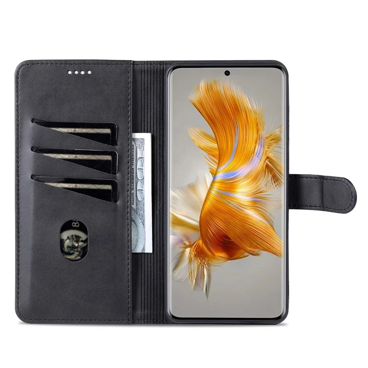 AZNS For Huawei Mate 50 4G Shockproof Phone Case PU Leather Magnetic Flip Smartphone Cover Stand Wallet - Black