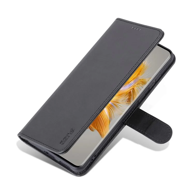 AZNS For Huawei Mate 50 4G Shockproof Phone Case PU Leather Magnetic Flip Smartphone Cover Stand Wallet - Black