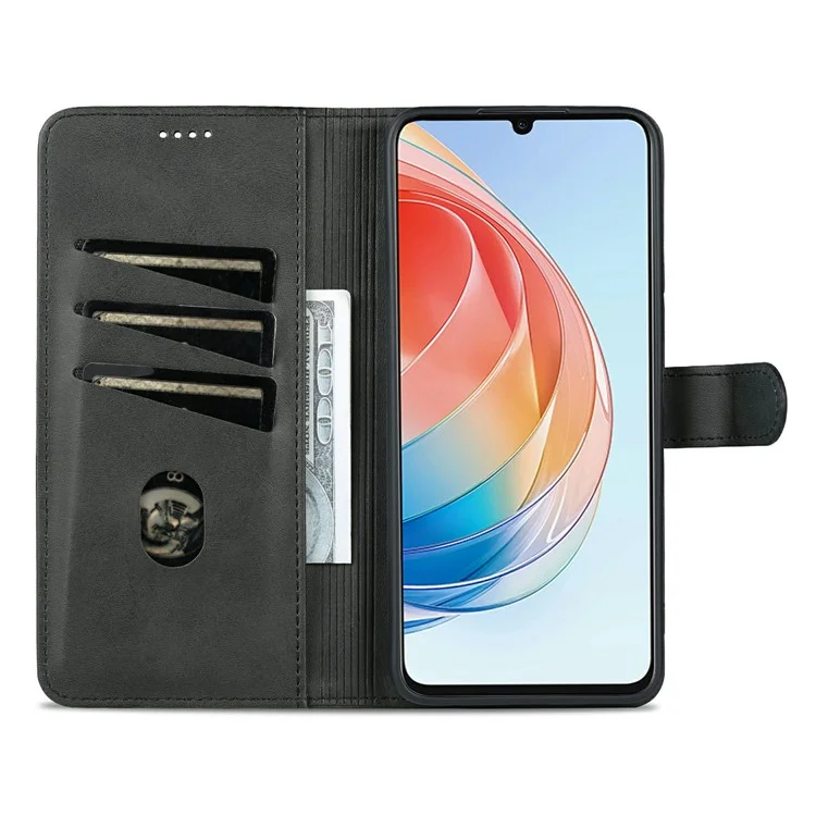 Azns Anti-dop Phone Case Для Чести Играет 40 Плюс 5G, Кожаная Магнитная Крышка pu - Черный
